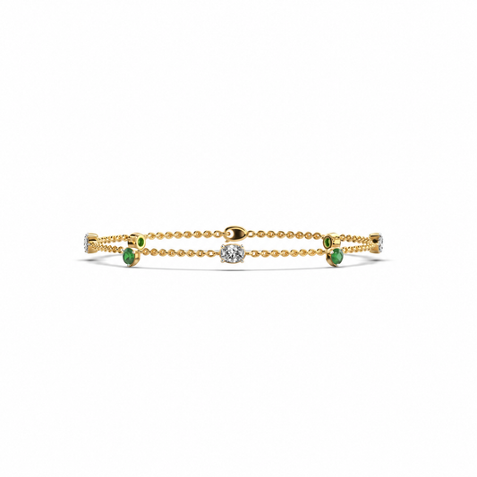 Minimal Artemis Green Dot Stone Diamond Bracelet