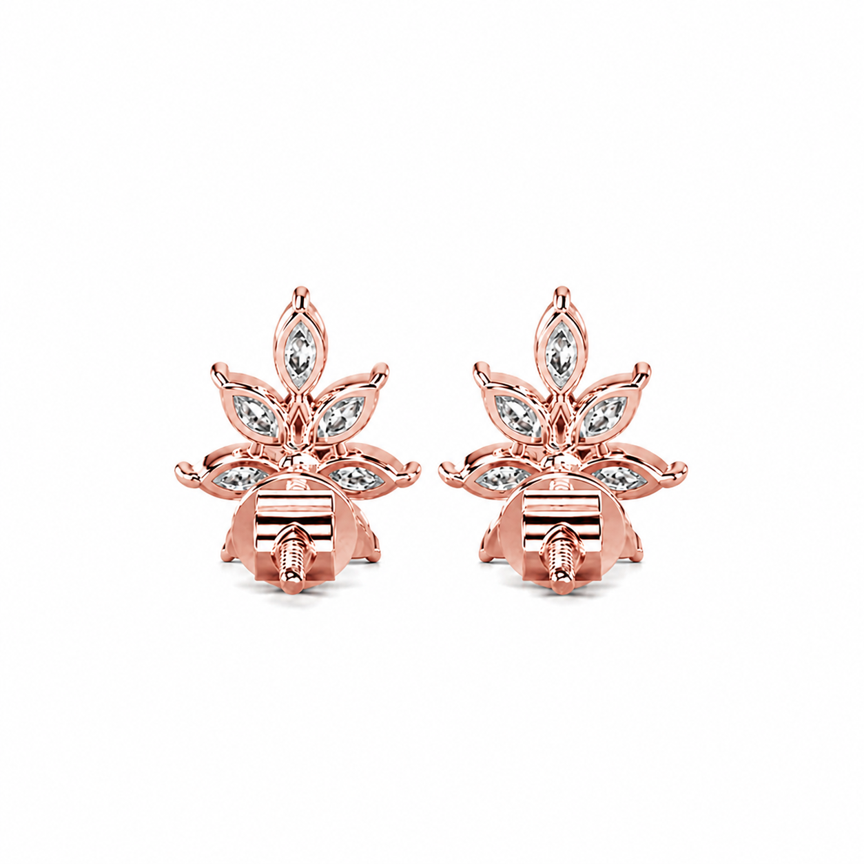Marquise Diamond Flower Stud Earrings