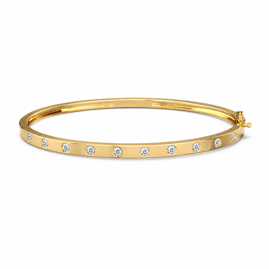 Flush Set Lab Diamond Openable Bangle Bracelet