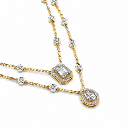 Elegant Dual-Layer Diamond Pendant
