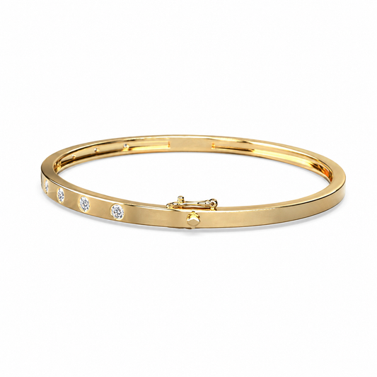 Flush Set Lab Diamond Openable Bangle Bracelet