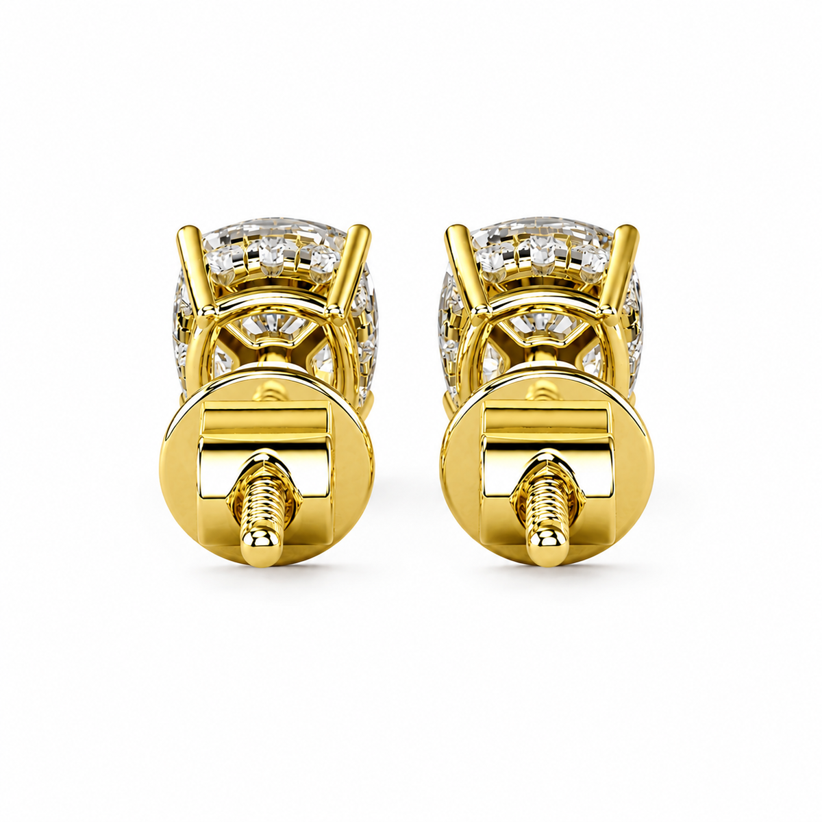 Cushion Solitaire Hidden Halo Earring