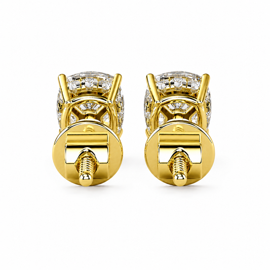 Cushion Solitaire Hidden Halo Earring