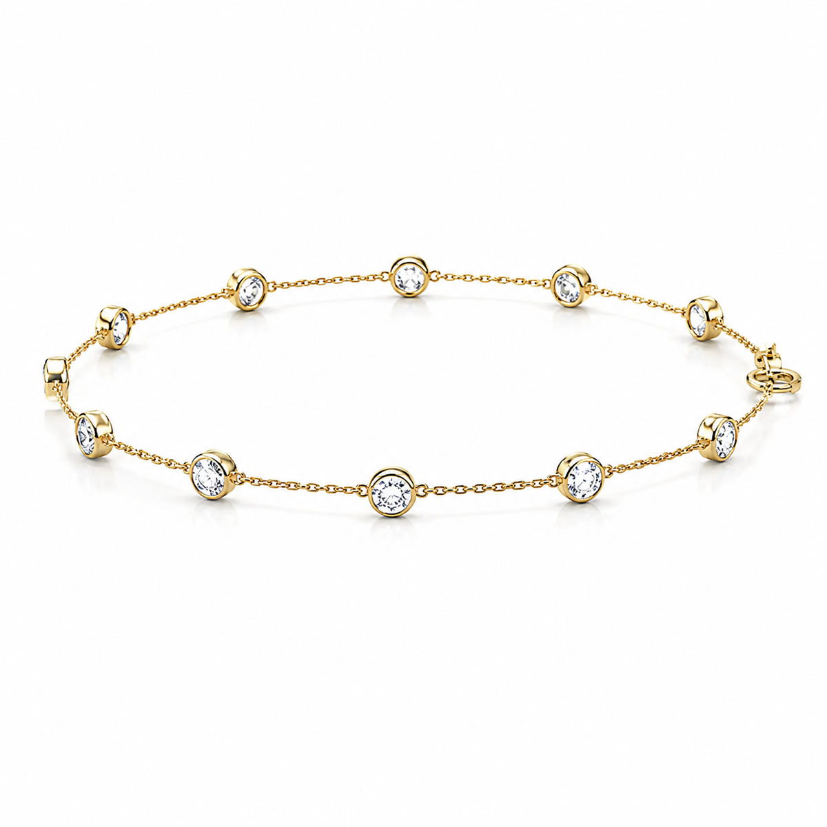 Round Diamond Bezel Station Bracelet
