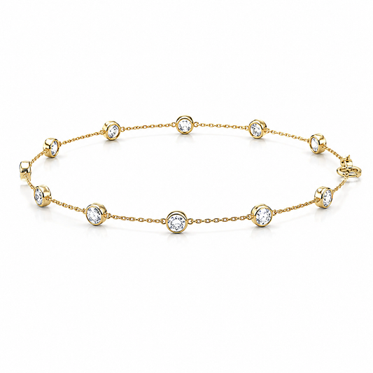 Round Diamond Bezel Station Bracelet