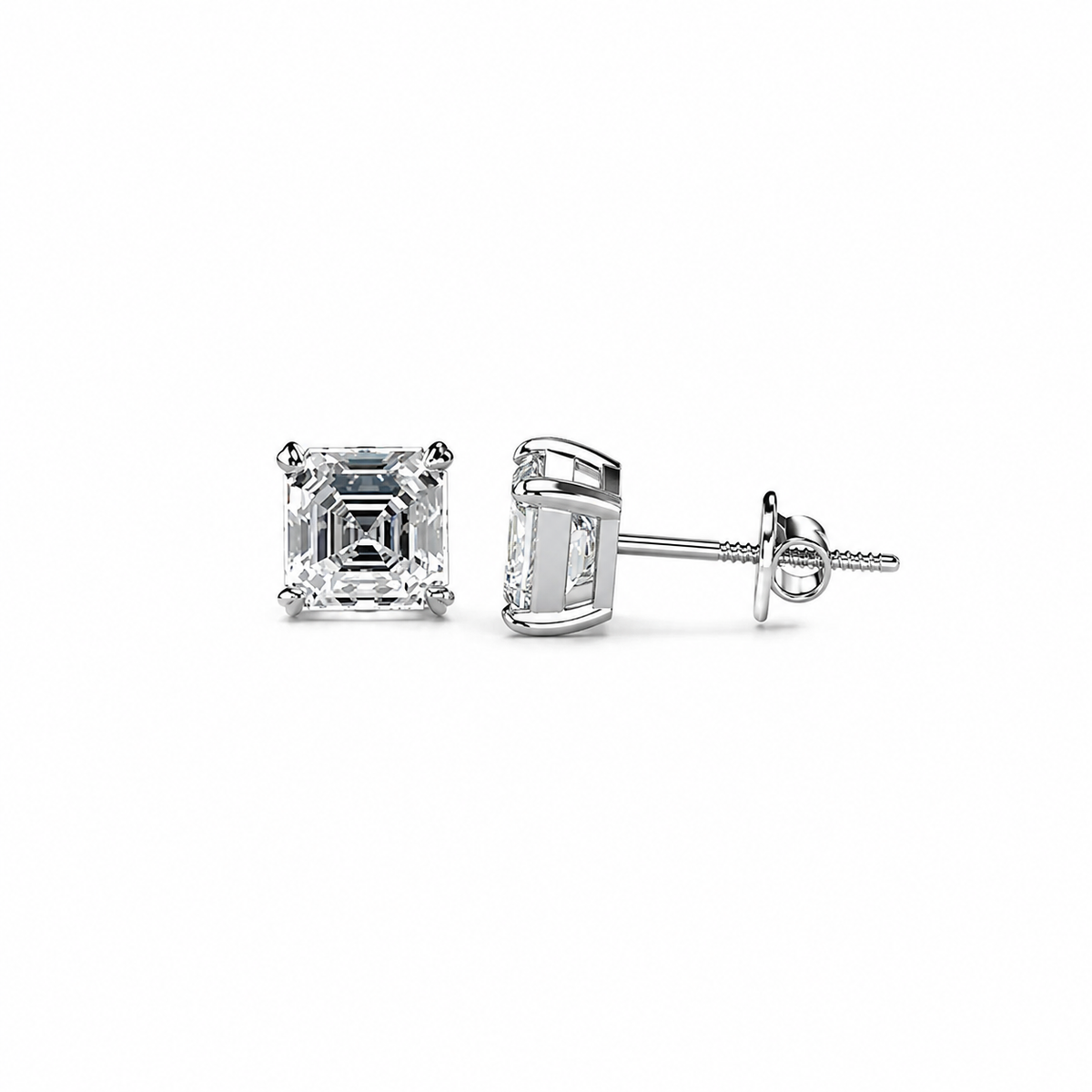 Asscher Cut Diamond Stud Earrings