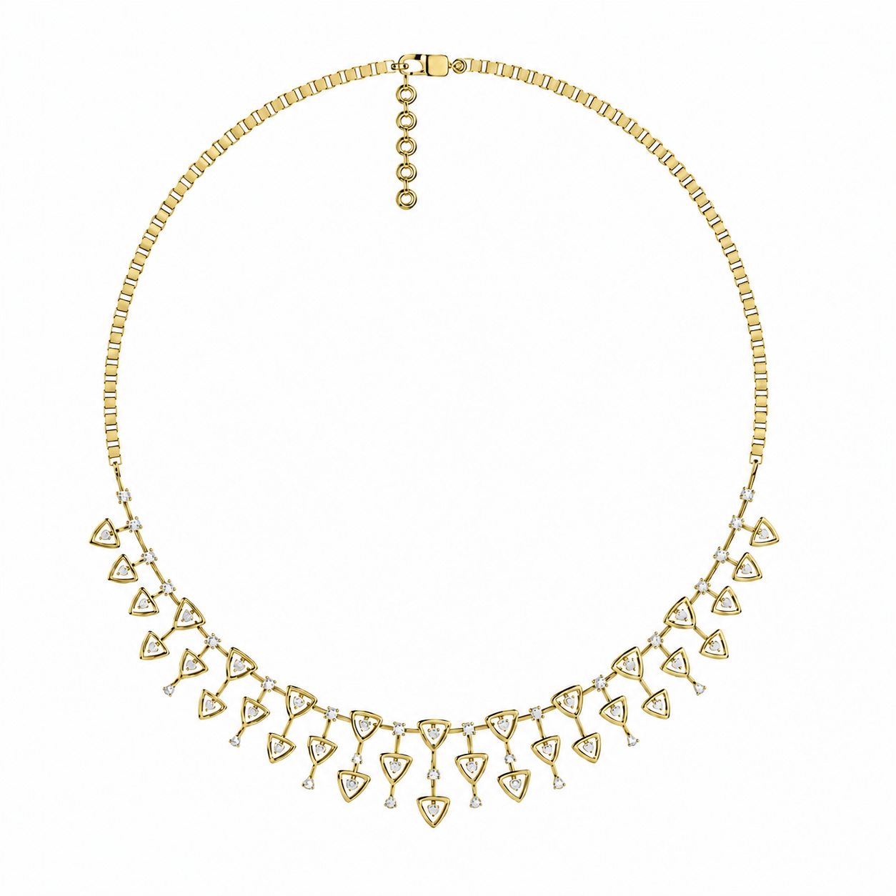 Aurora Triangle Diamond Cascade Necklace