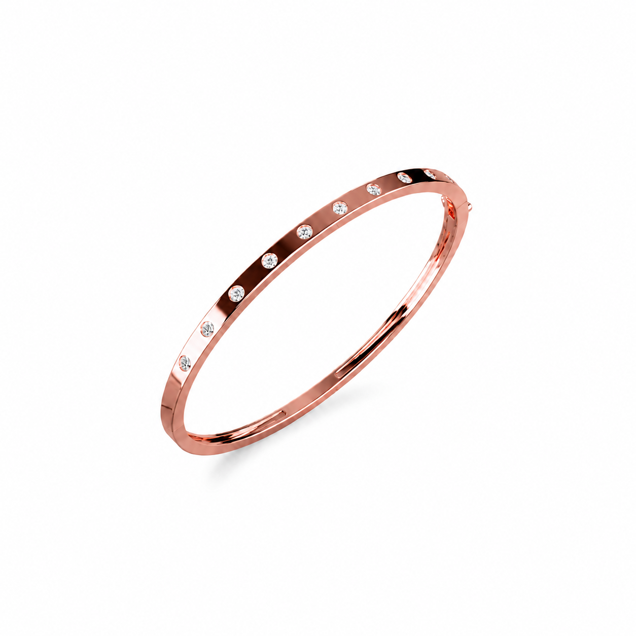 Flush Set Lab Diamond Openable Bangle Bracelet