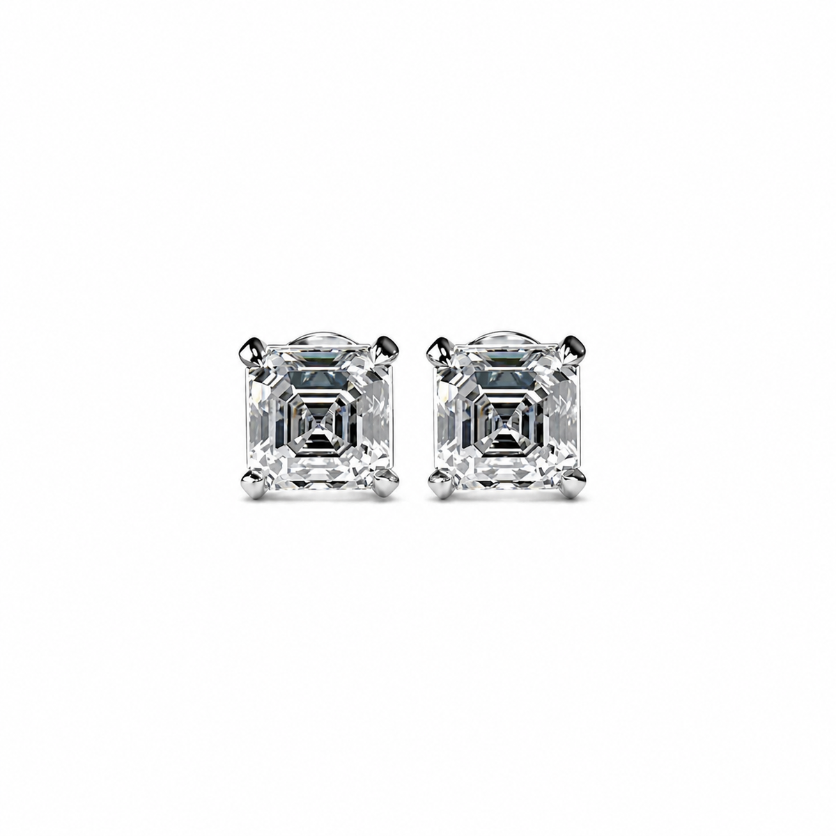 Asscher Cut Diamond Stud Earrings