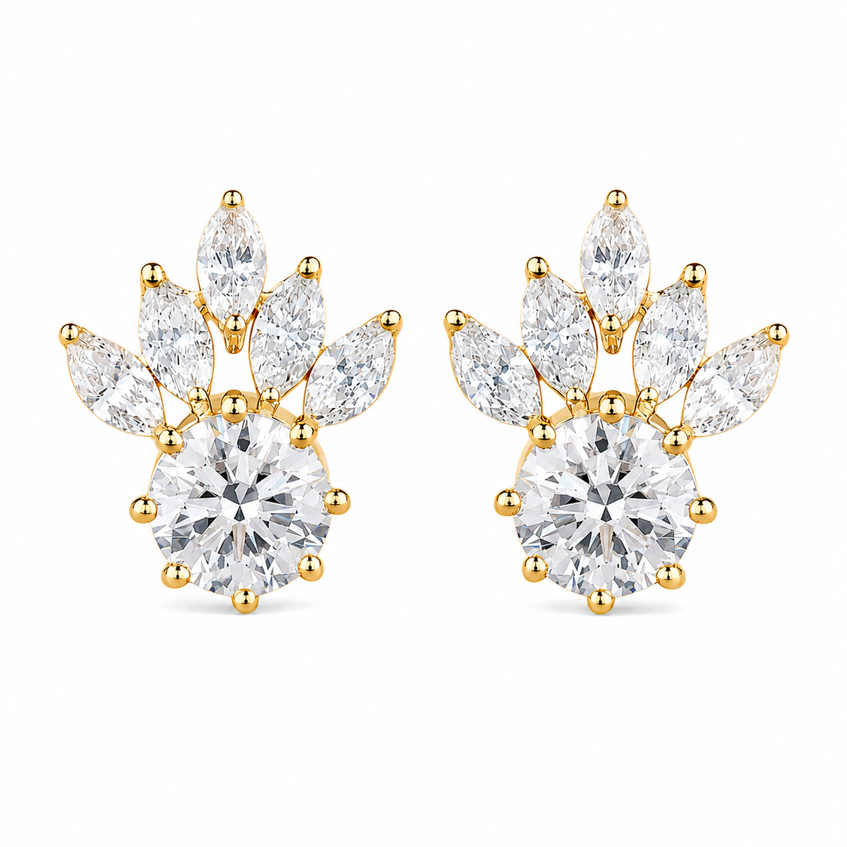 Flower Diamond Stud Earrings