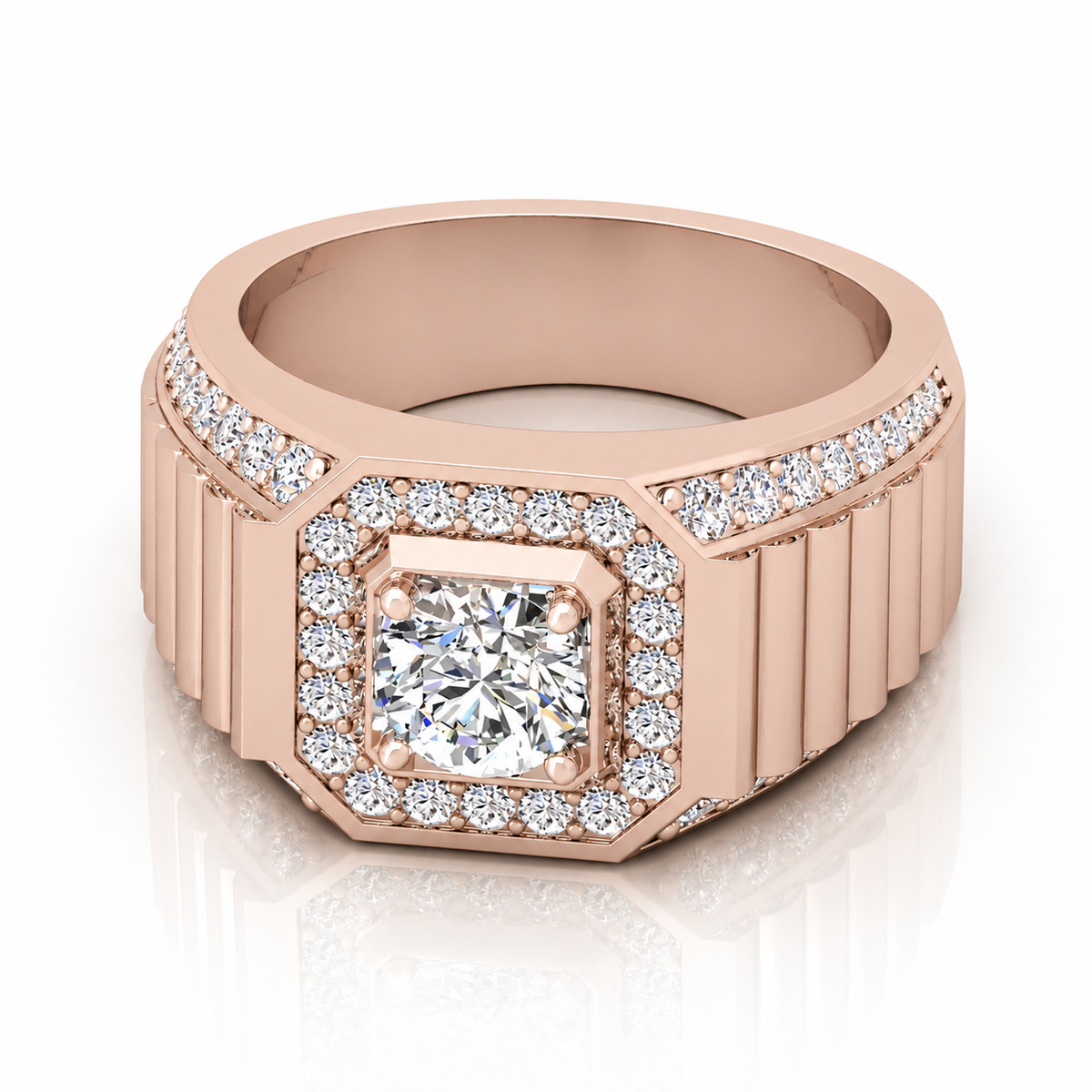 1.50Ct Round Diamond Mens Solitaire Hip Hop Ring