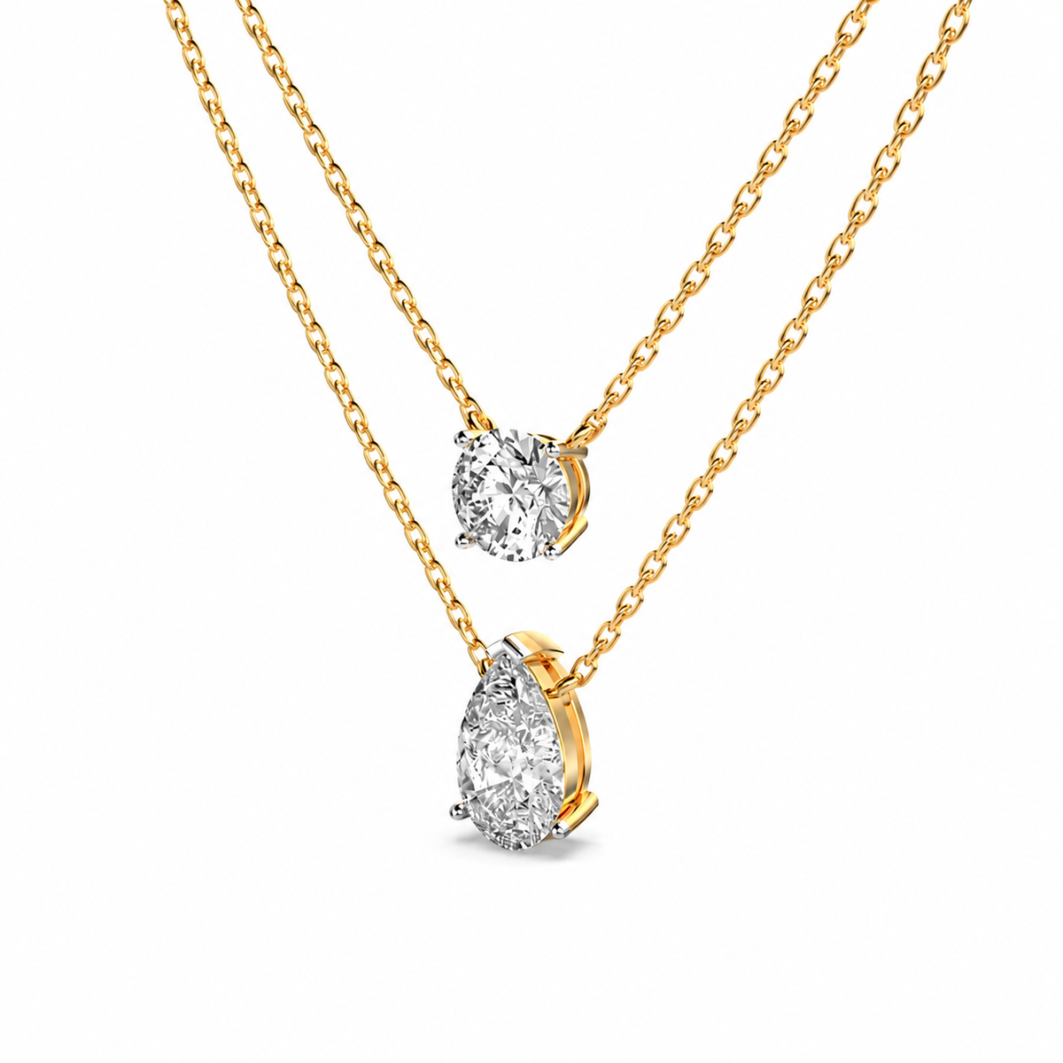 Elegant Double Chain Diamond Pendant