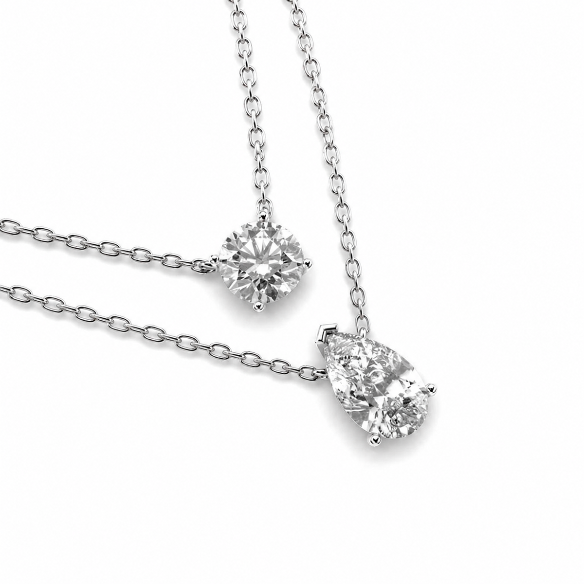 Elegant Double Chain Diamond Pendant