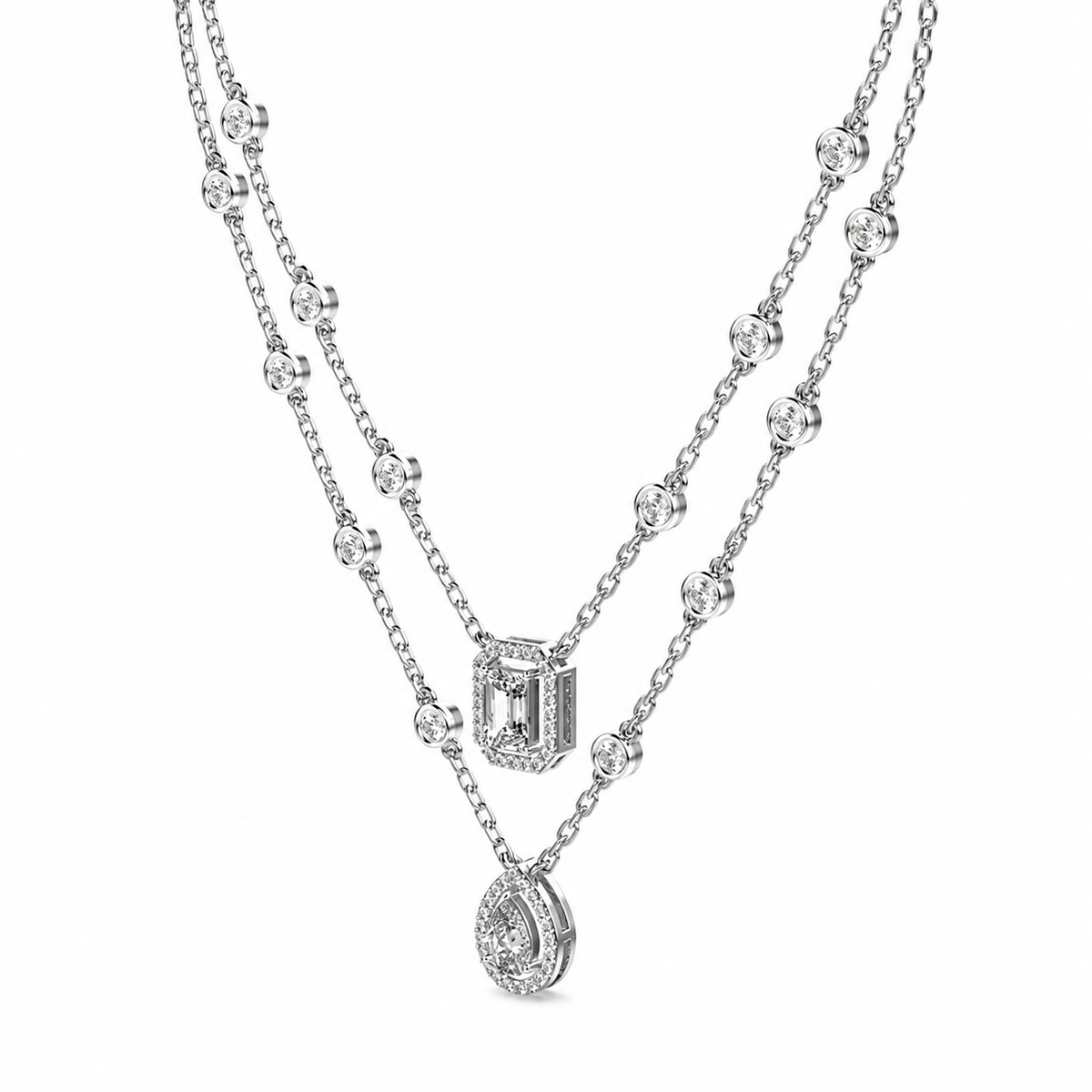 Elegant Dual-Layer Diamond Pendant