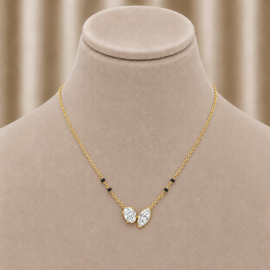 Oval and Marquise Shape Diamond Toi Et Moi Necklace