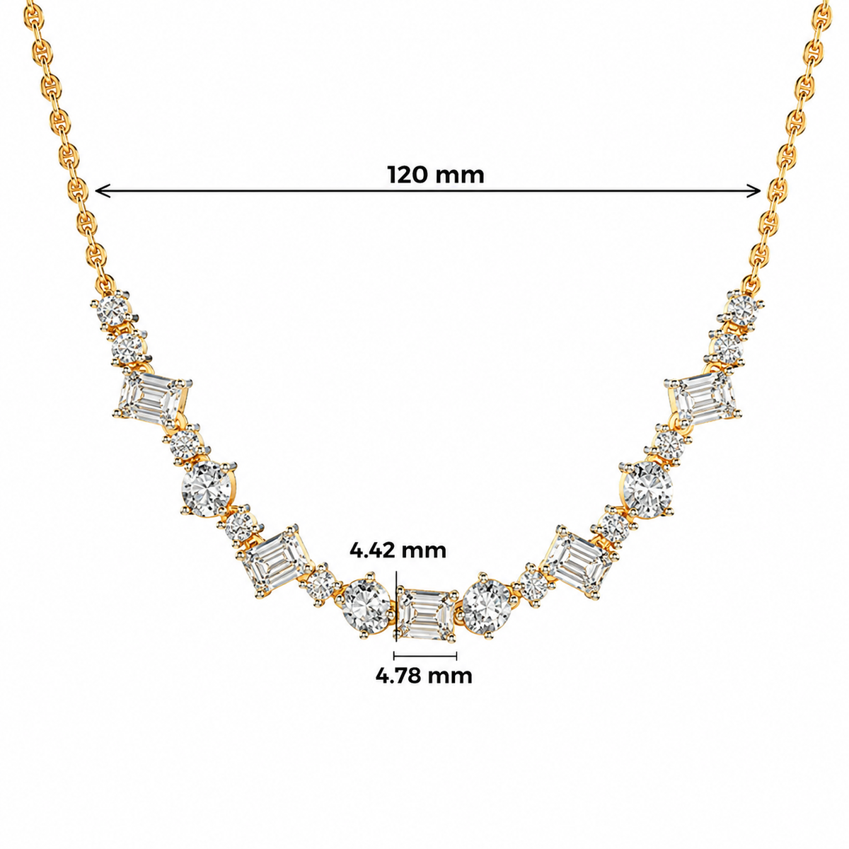 Clustered Baguette Diamond String Necklace
