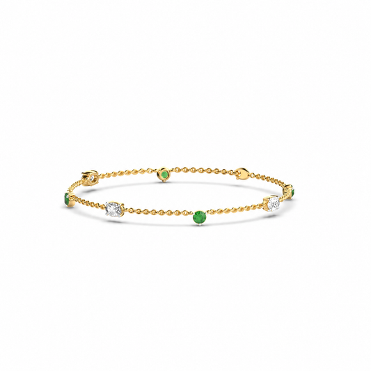 Minimal Artemis Green Dot Stone Diamond Bracelet