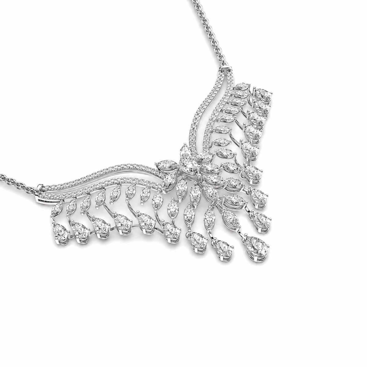 Glam of the Queen Diamond Cluster Pendant with Chain