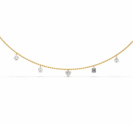 Five Shape Charm Diamond Necklace