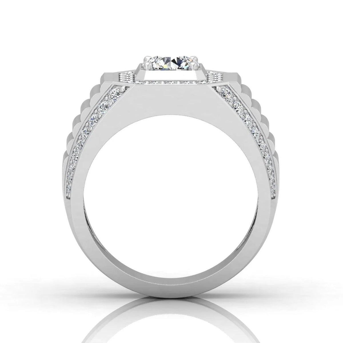 1.50Ct Round Diamond Mens Solitaire Hip Hop Ring