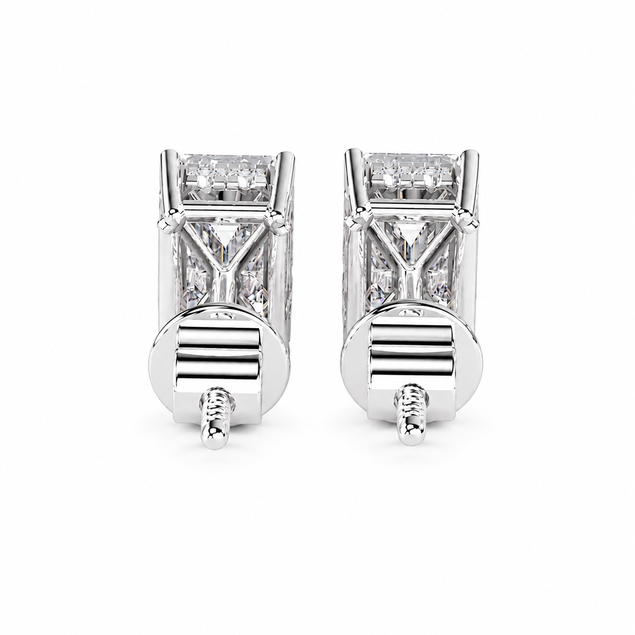 Emerald Solitaire Hidden Halo Earring