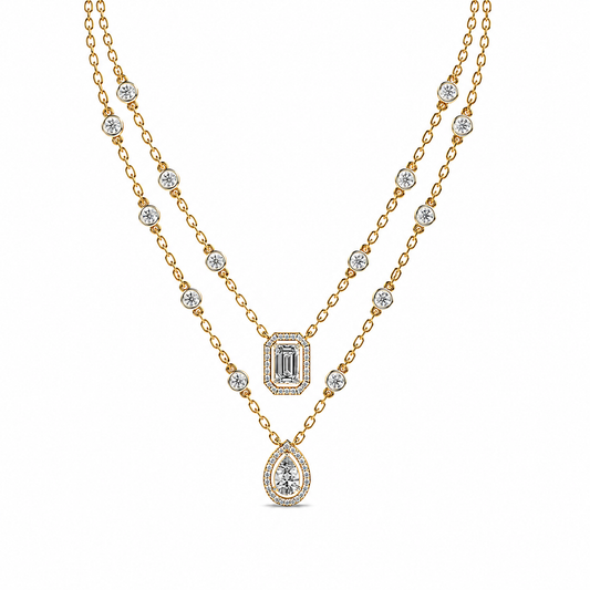 Elegant Dual-Layer Diamond Pendant