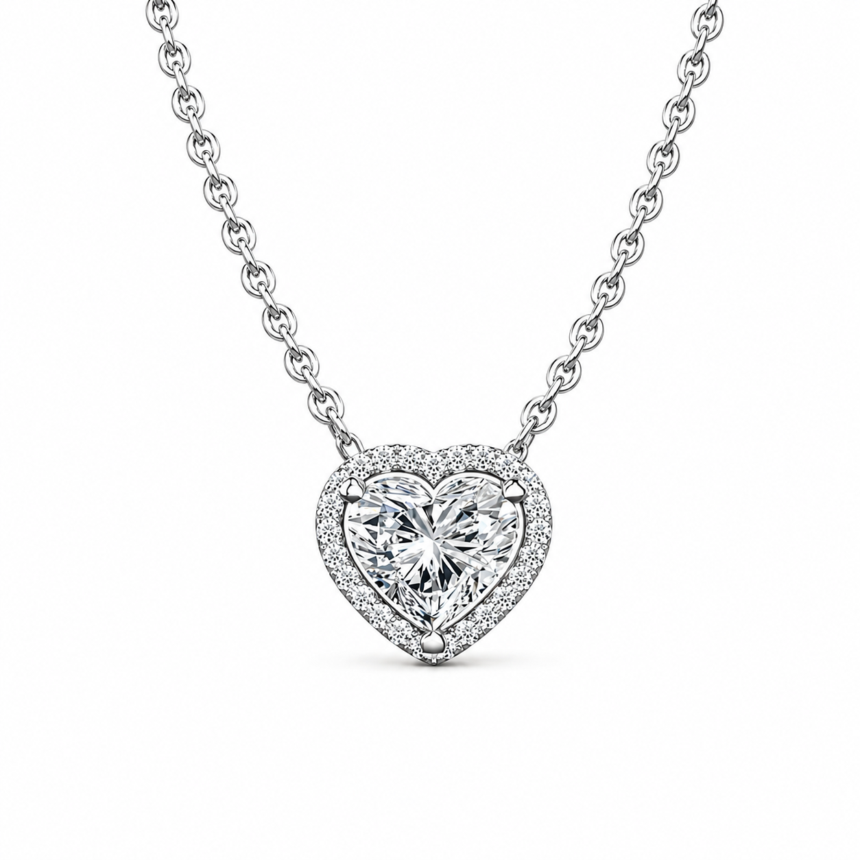 Heart Diamond Halo Pendant