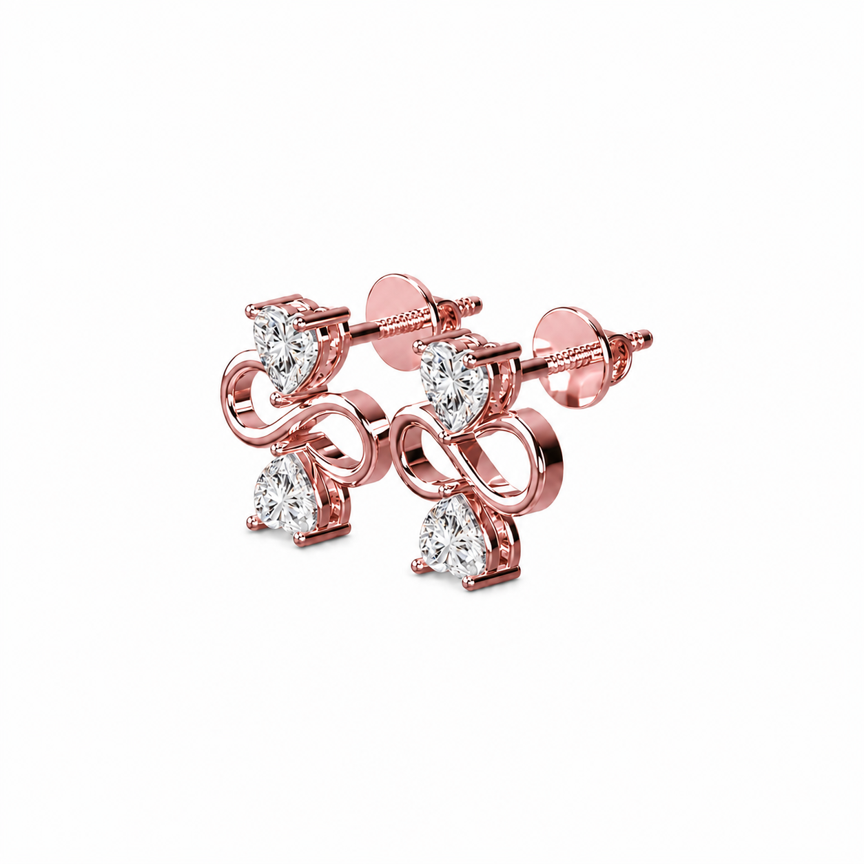 Heart Shape Diamond Infinity Studs