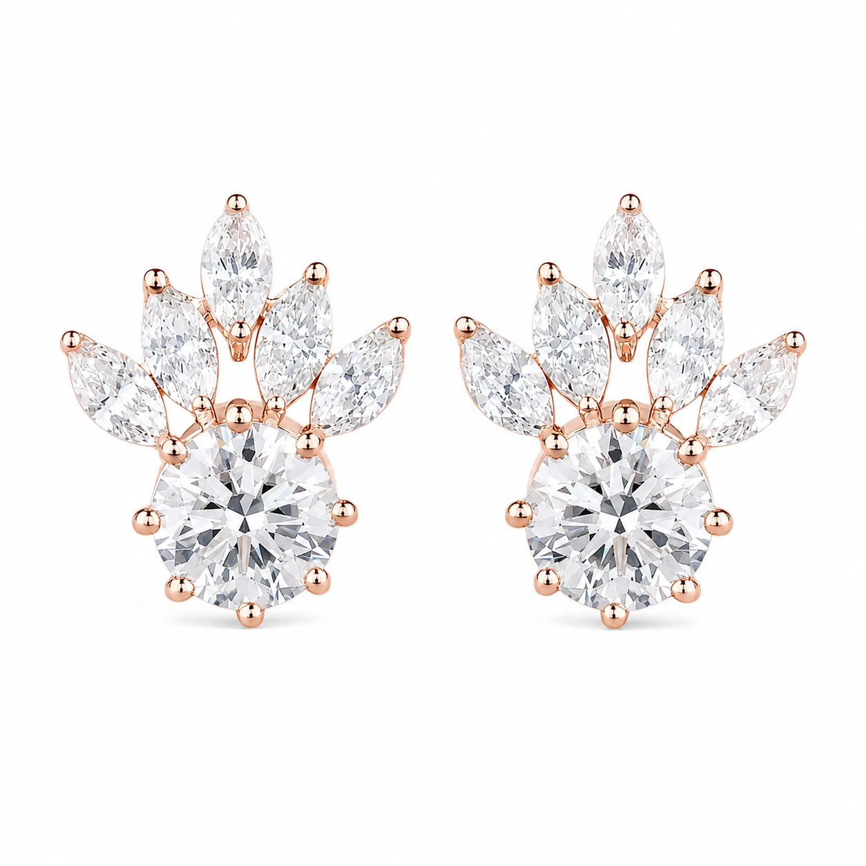 Flower Diamond Stud Earrings