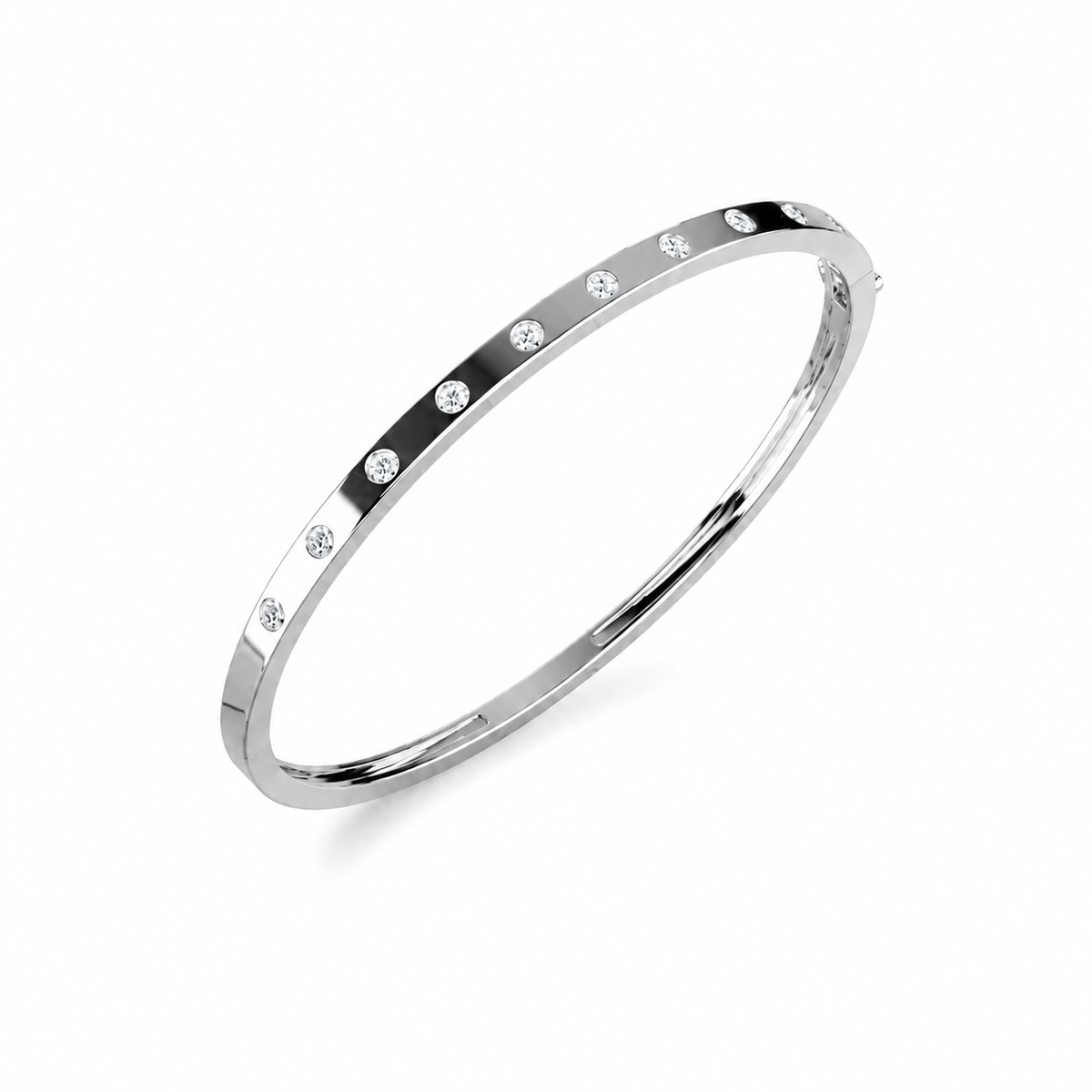 Flush Set Lab Diamond Openable Bangle Bracelet
