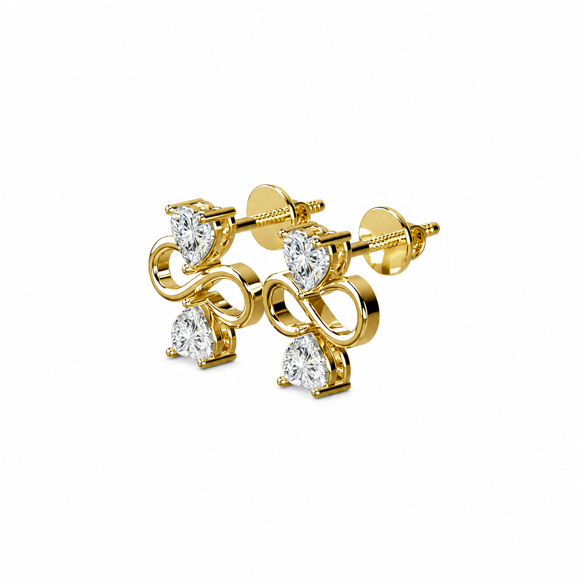 Heart Shape Diamond Infinity Studs