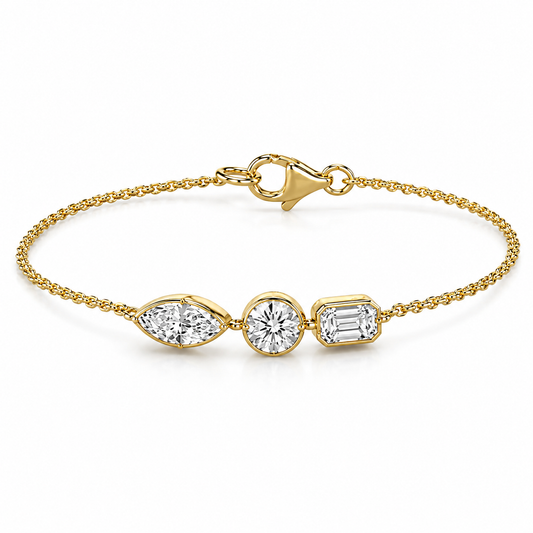 Three Stone Diamond Everyday Bracelet