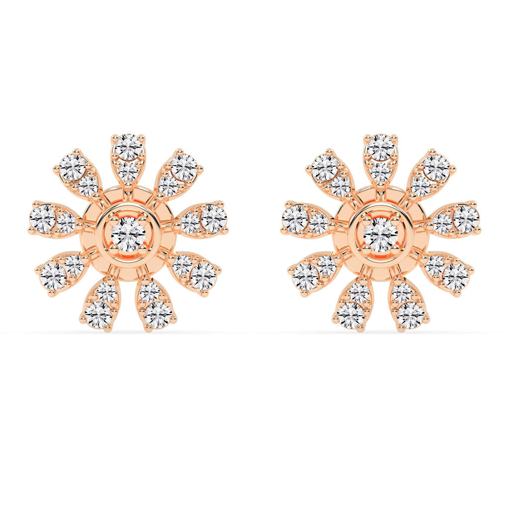 Glimmering Floral Burst Stud Earrings