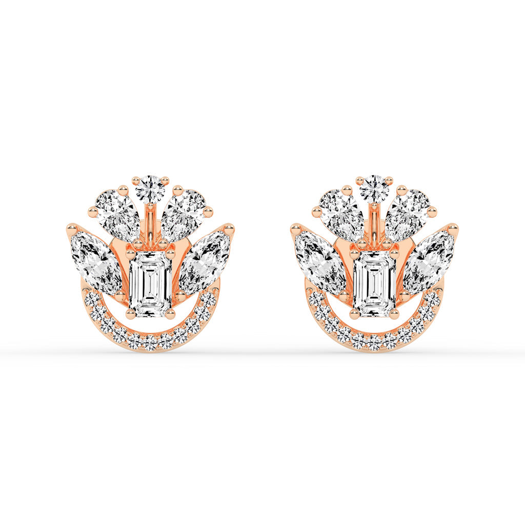 Regal Fan Cluster Stud Earrings