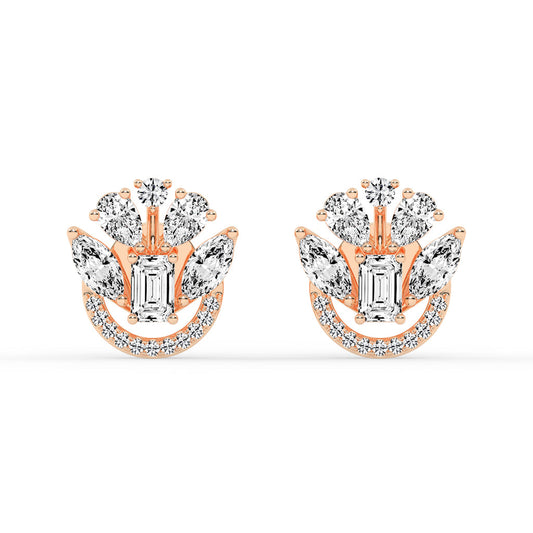 Regal Fan Cluster Stud Earrings