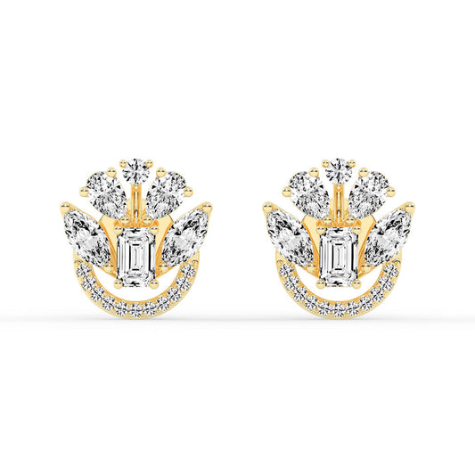 Regal Fan Cluster Stud Earrings