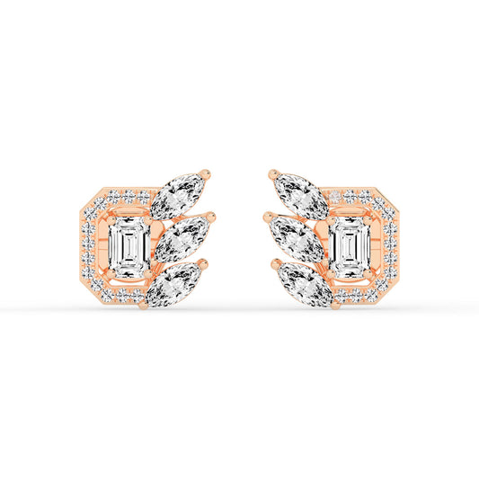 Geometric Bloom Halo Stud Earrings