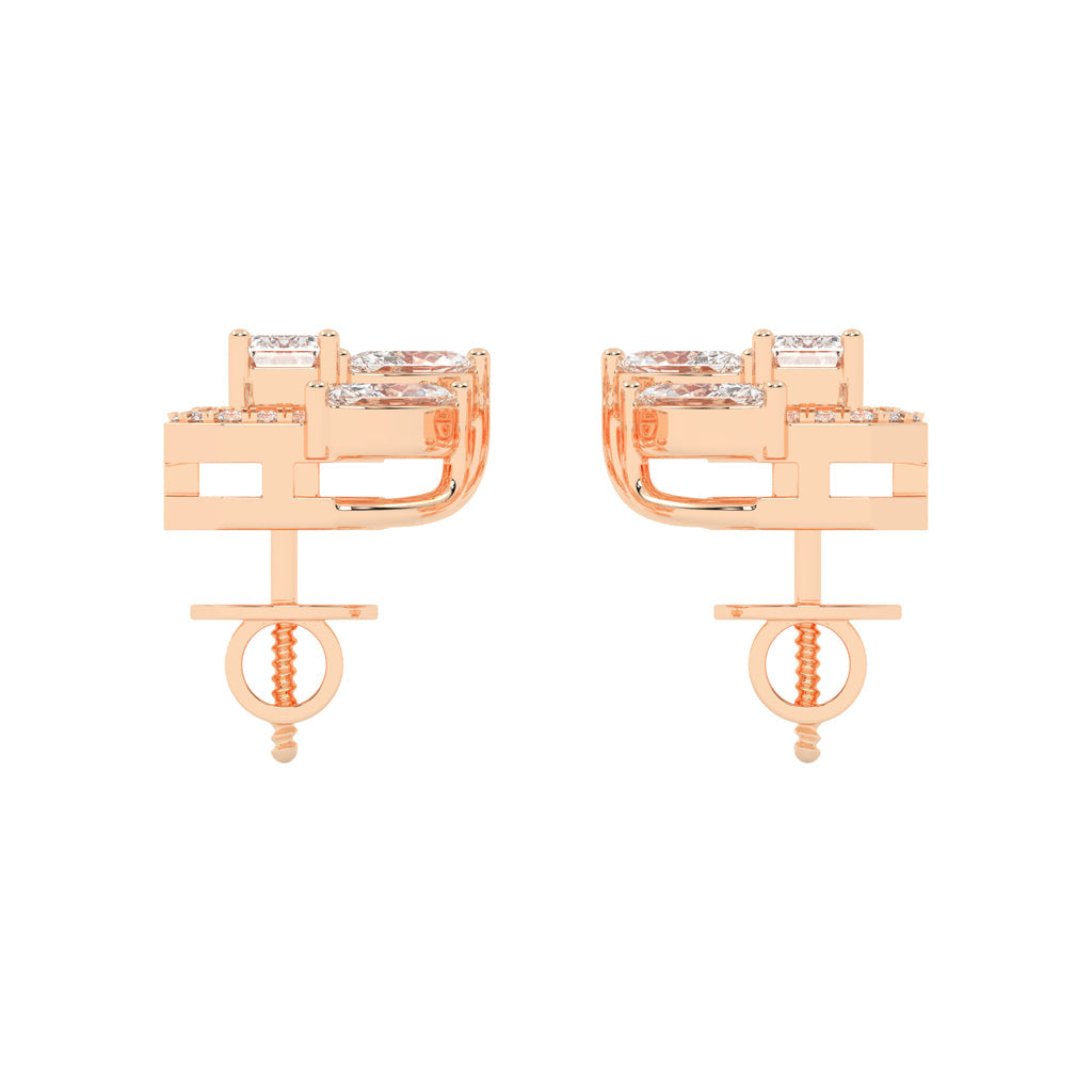 Geometric Bloom Halo Stud Earrings