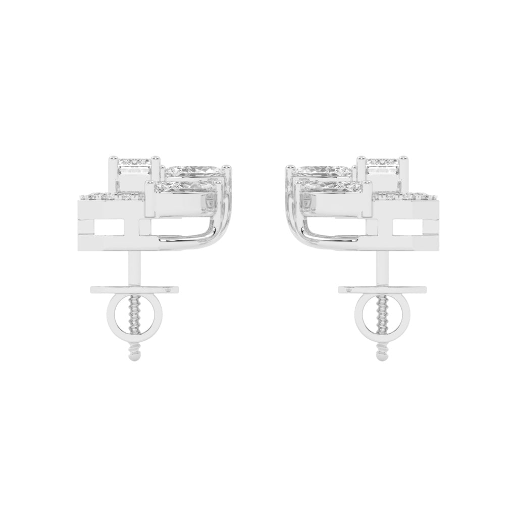 Geometric Bloom Halo Stud Earrings