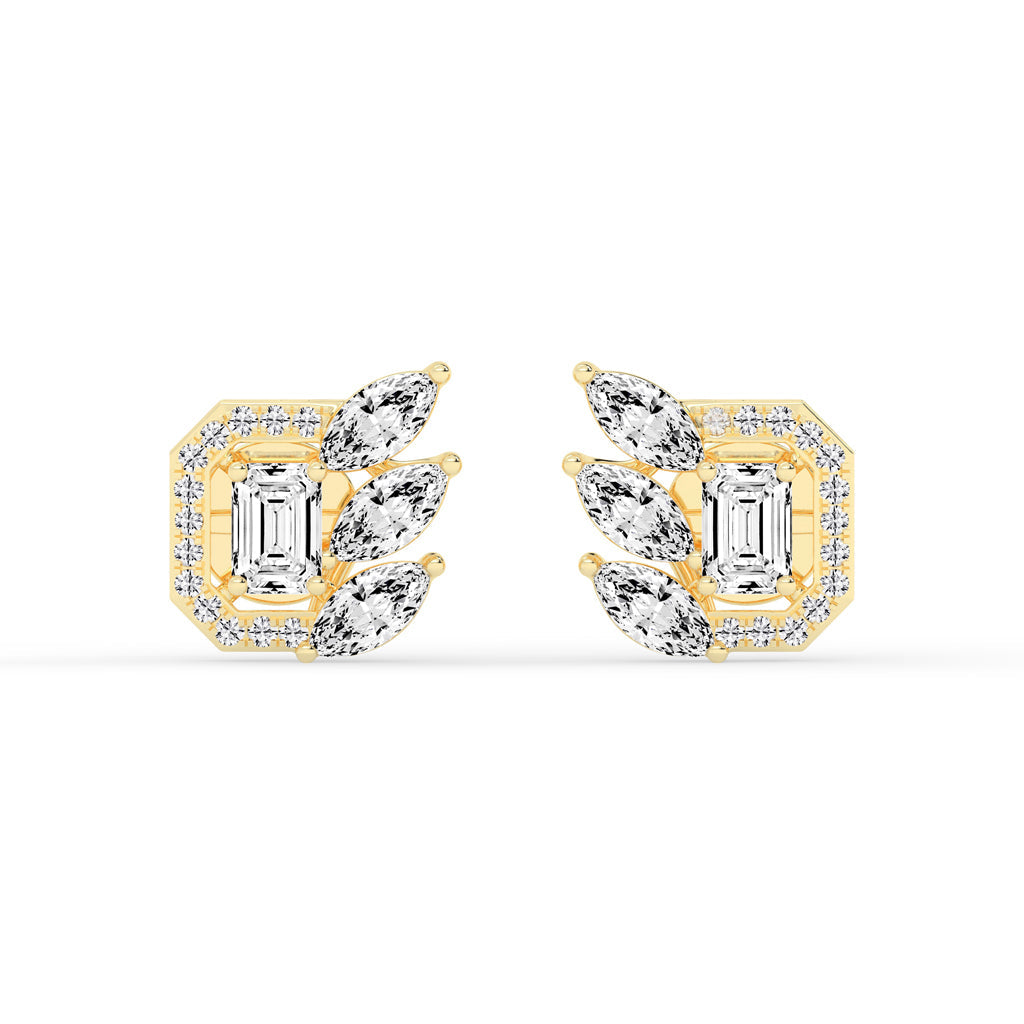 Geometric Bloom Halo Stud Earrings