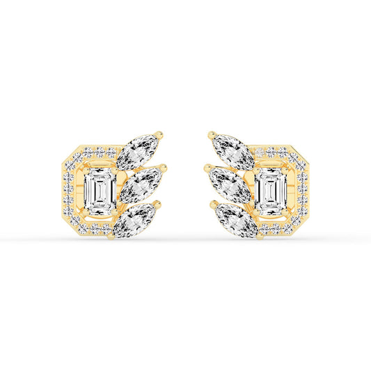 Geometric Bloom Halo Stud Earrings