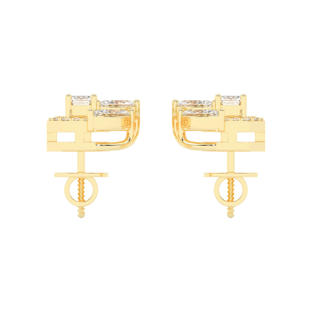Geometric Bloom Halo Stud Earrings