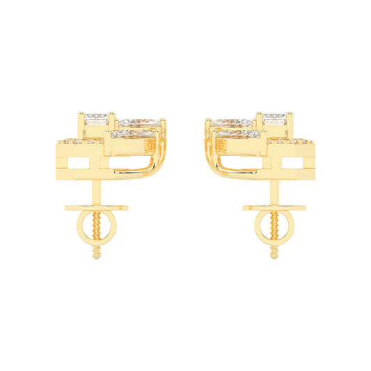 Geometric Bloom Halo Stud Earrings