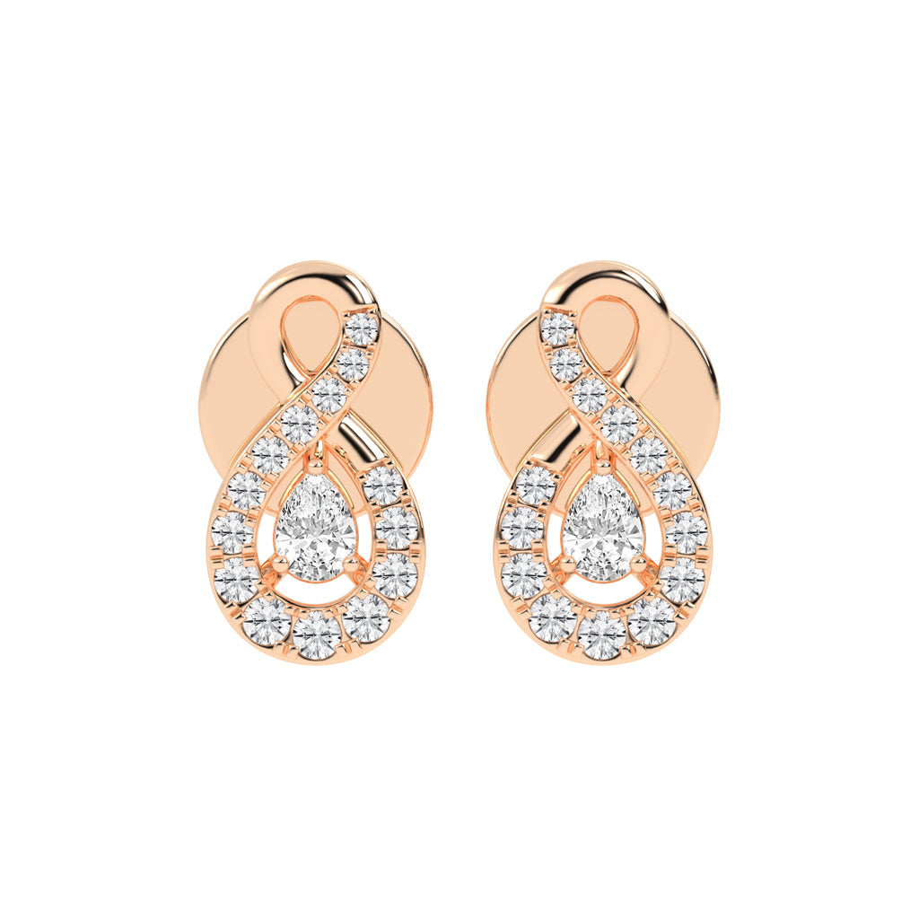 Infinity Embrace Pear Halo Diamond Studs