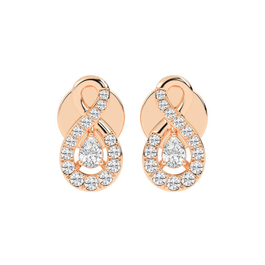 Infinity Embrace Pear Halo Diamond Studs