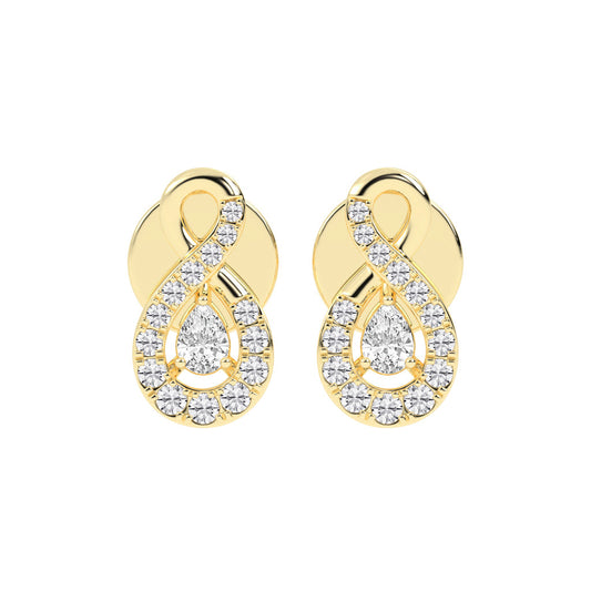 Infinity Embrace Pear Halo Diamond Studs