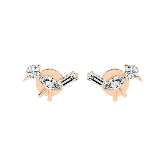 Sculpted Sparkle Trio Lab diamond Studs