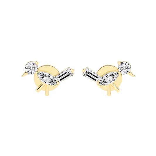 Sculpted Sparkle Trio Lab diamond Studs