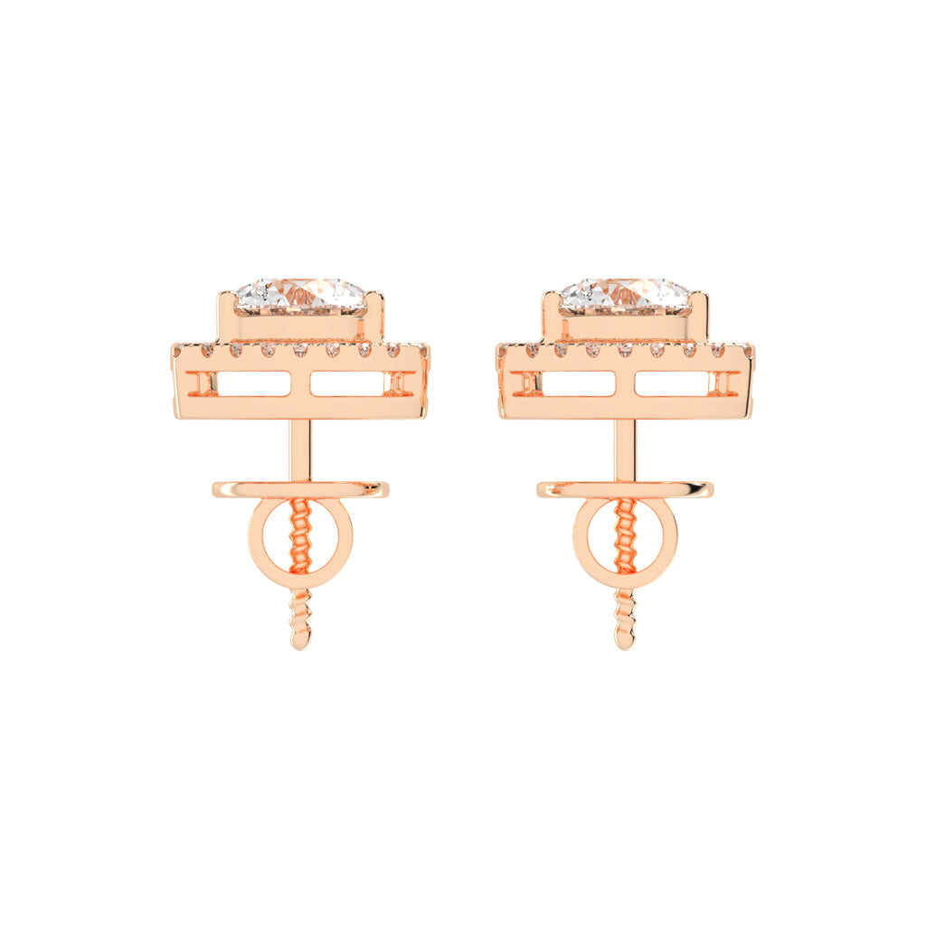 Triangular Halo Stud Earrings