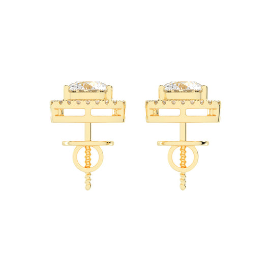 Triangular Halo Stud Earrings